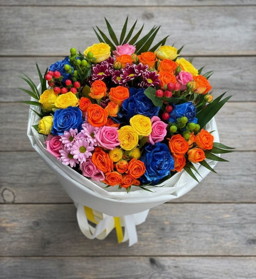 Букет цветов из: Розы и Хризантемы в Сабурово