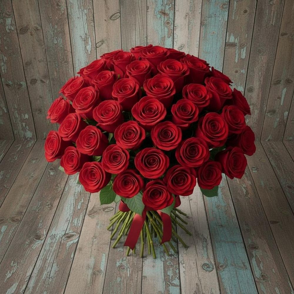 Букет 55 Красных роз Фридом в Сабурово