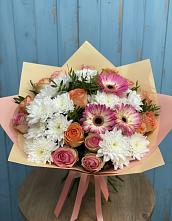 Букет цветов из:  Розы, Герберы и Хризантемы в Сабурово