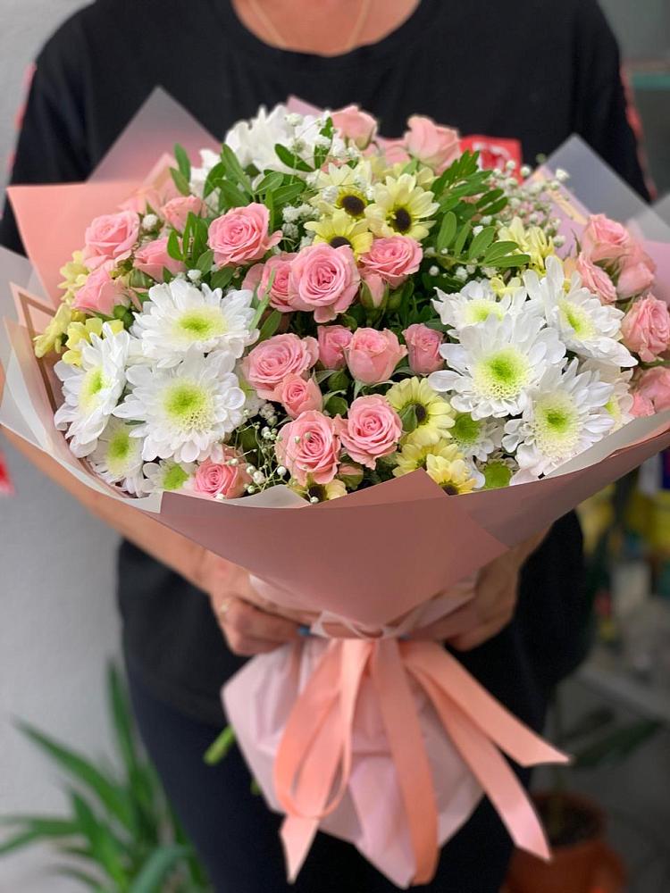 Букет цветов из: Розы и Хризантемы в Сабурово