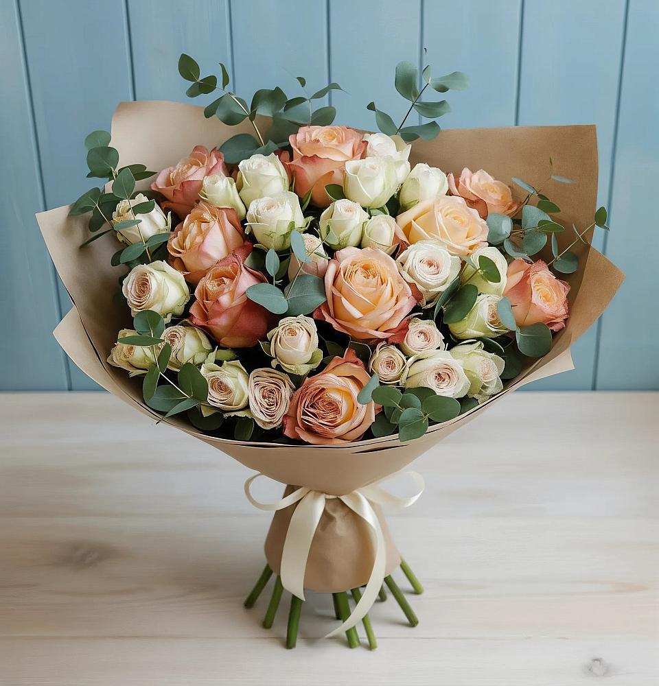 Букет цветов из: Альстромерии и Розы в Сабурово