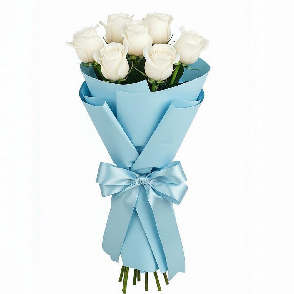 Букет 7 белых роз Проуд в Сабурово