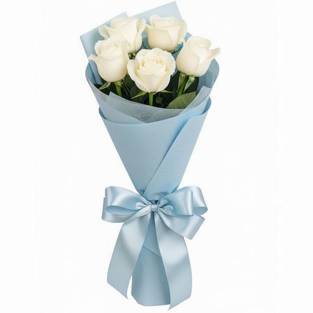 Букет 5 Белых роз Проуд в Сабурово