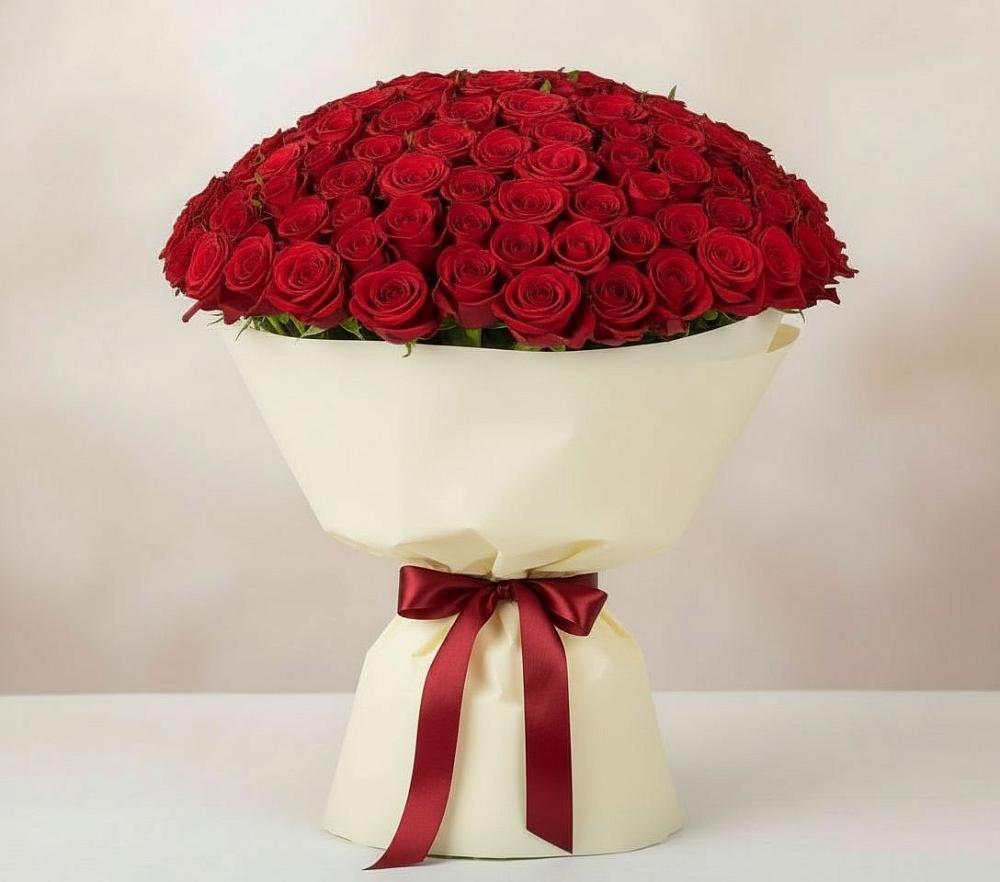Букет 101 Красная роза Милано в Сабурово