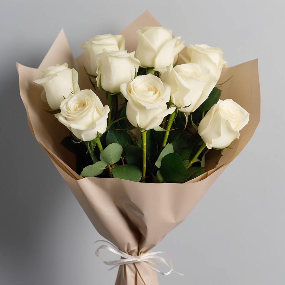 Букет 9 Белых роз Эдлесс Лав в Сабурово