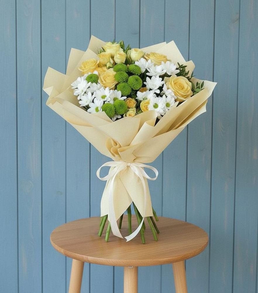 Букет цветов из: Хризантемы и Розы в Сабурово