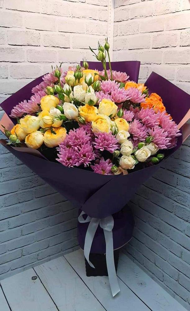 Букет цветов из: Хризантемы и Розы в Сабурово