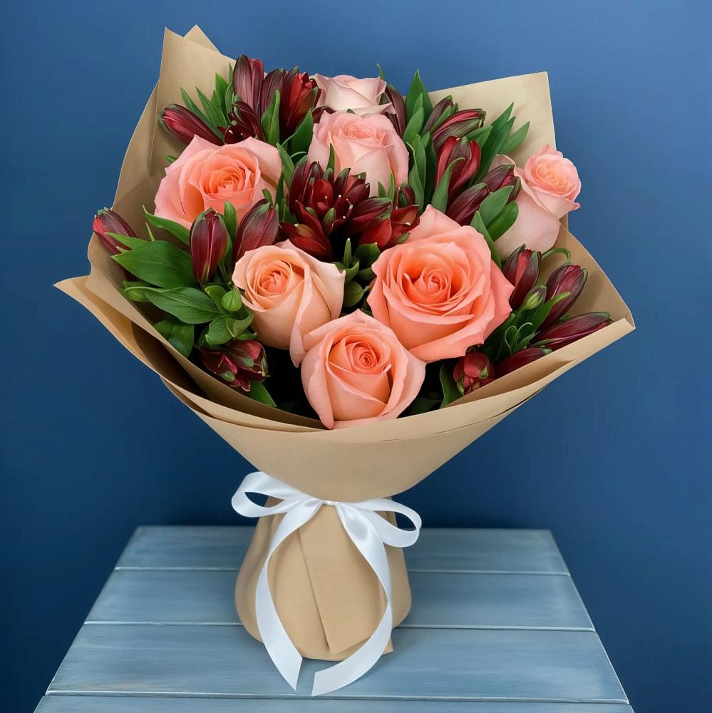 Букет цветов из: Розы и Альстромерии в Сабурово