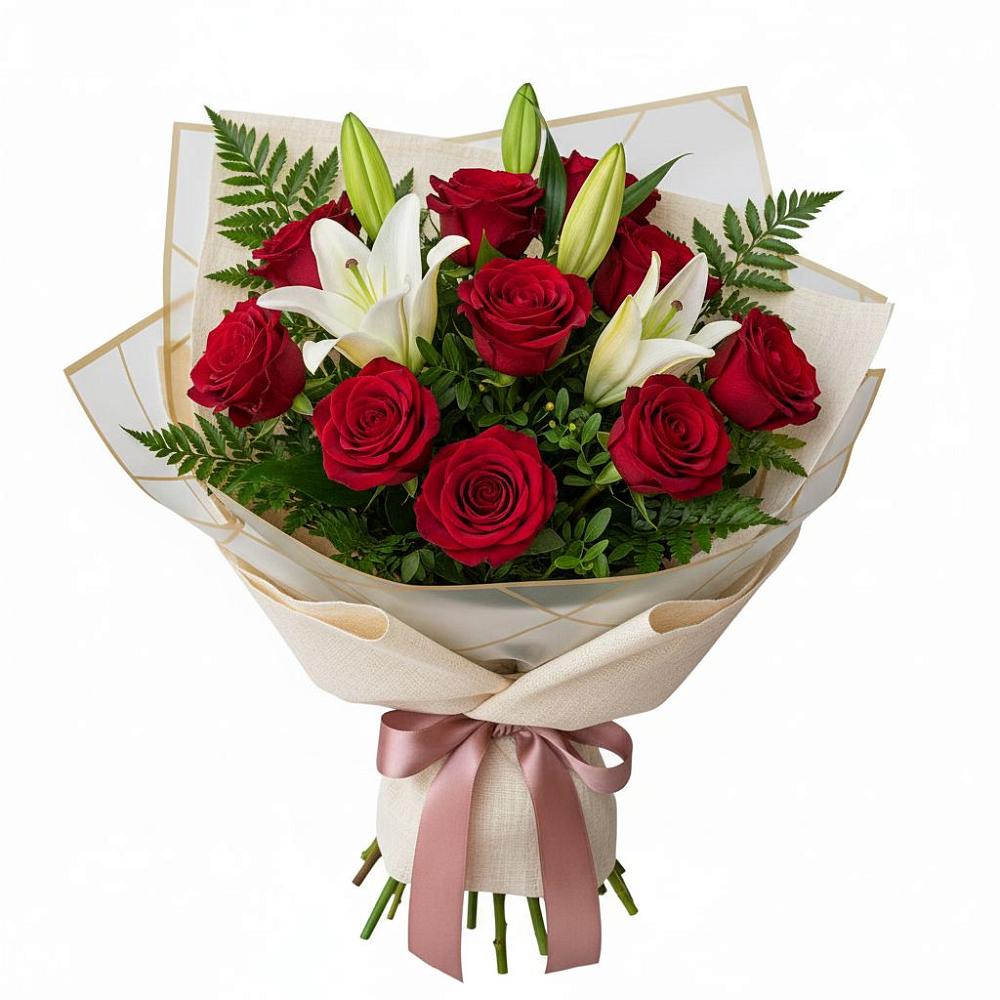 Букет цветов из: Лилии и Розы в Сабурово