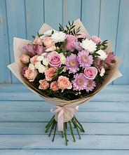 Букет цветов из:  Хризантемы, Розы и Альстромерии в Сабурово