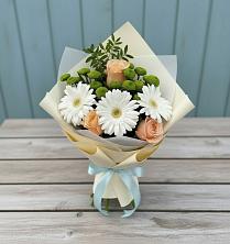 Букет цветов из:  Герберы, Розы и Хризантемы в Сабурово