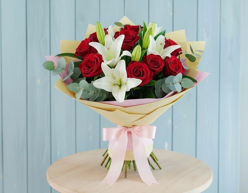 Букет цветов из: Лилии и Розы в Сабурово
